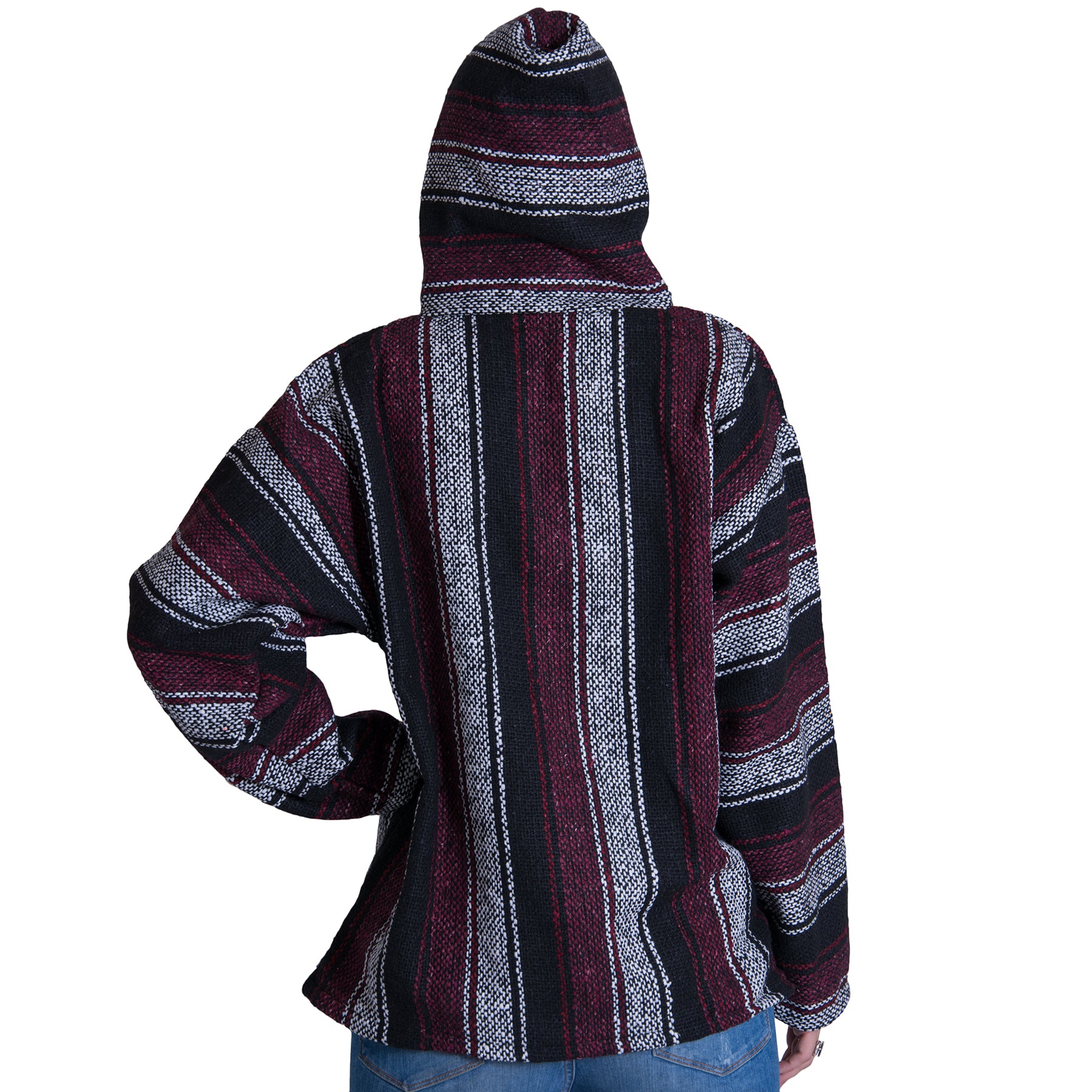 Burgundy Grey Hippie Hoodie San Juan del Sur Orizaba Original