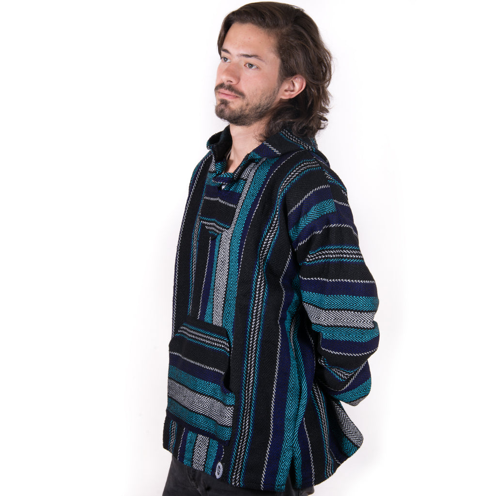 Pigment Dyed Teal and Black Drug Rug